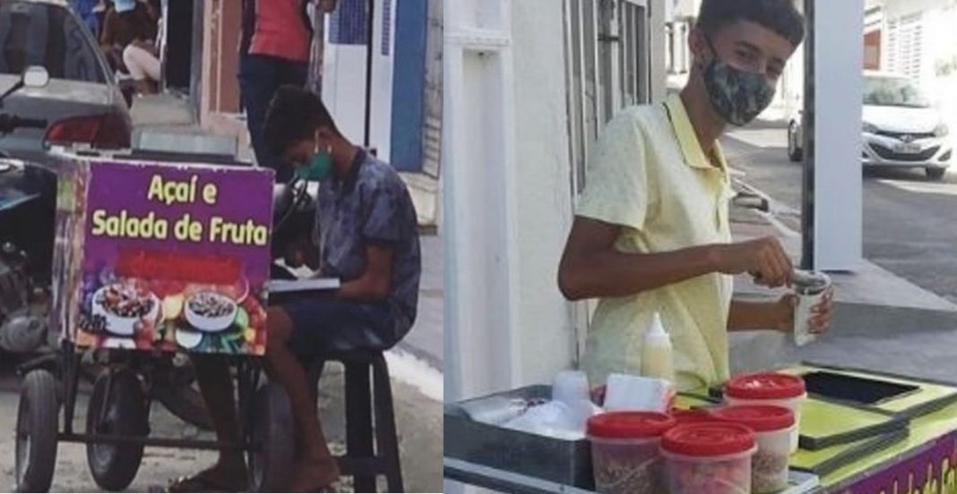 Menino que estuda enquanto trabalha recebe doações para abrir seu próprio negócio.