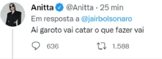 seuamigoguru.com - Bolsonaro é bloqueado por Anitta no Twiter: "Vai catar o que fazer".