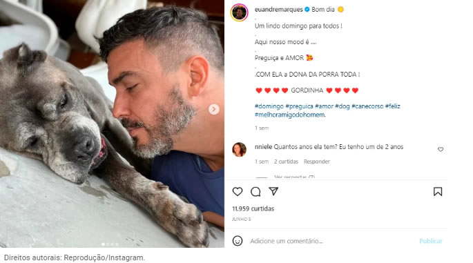 seuamigoguru.com - André Marques posta foto dormindo com o cão. Quem adora dormir assim?