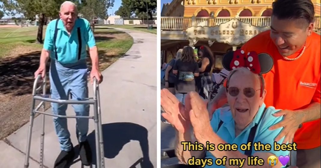 Aos 100 anos, ele ganhou um ingresso para ir à Disney e se divertiu como se fosse uma criança