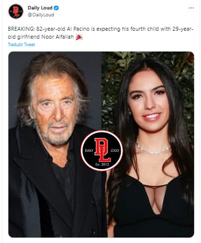 seuamigoguru.com - Al Pacino, aos 83 anos, pede teste de DNA a namorada grávida. Ele duvida que o filho seja dele.